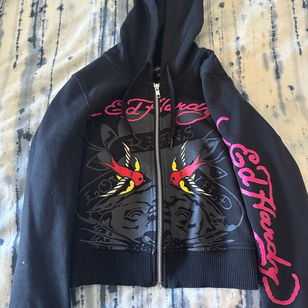Ed Hardy Black Hoodie with Graphic Design